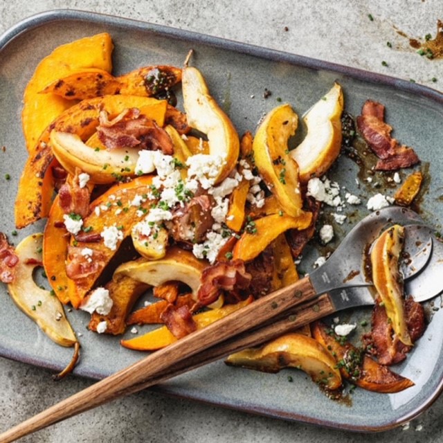 Kürbis-Birnensalat mit Speck